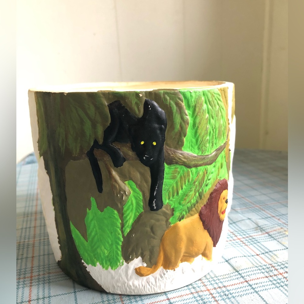 1975 Duncan Ceramic Products Jungle Cats 6" Planter Pot Unfinished ART PROJECT